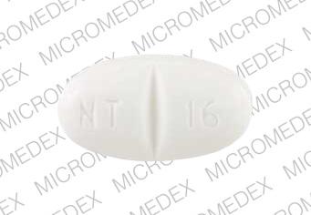 Pill NT 16 White Elliptical/Oval is Neurontin