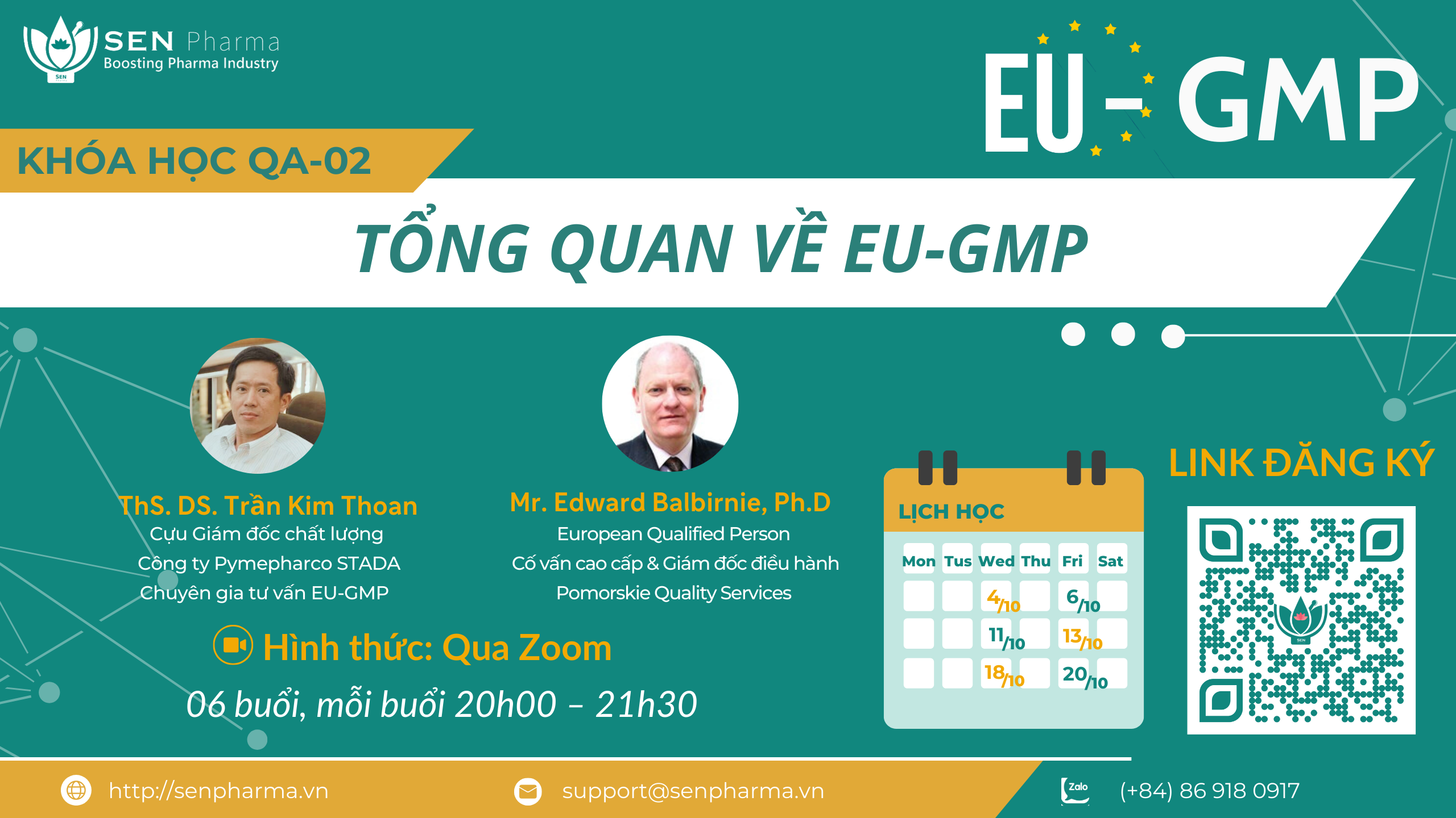 <b>Khóa học QA-02: Tổng quan về EU-GMP – Profile giảng viên</b>