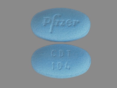 Pill CDT 104 Pfizer Blue Elliptical/Oval is Caduet