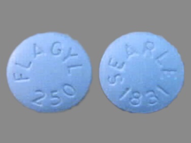 Pill FLAGYL 250 SEARLE 1831 Blue Round is Flagyl